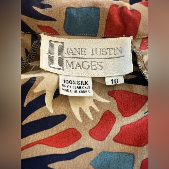 Sz 10 Jane Justin Image vintage silk blouse button down Floral Print top - Picture 6 of 6